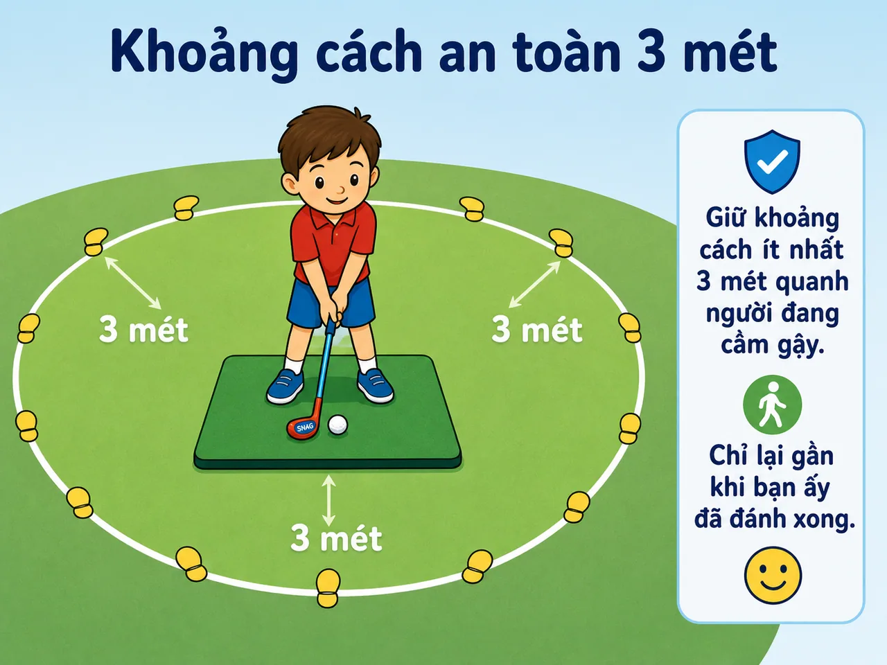 Luật golf cơ bản cho trẻ em và người mới - An toàn 3 mét